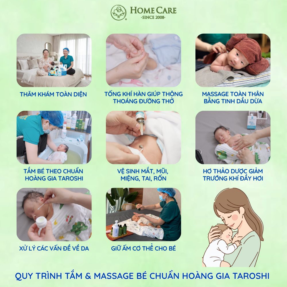 Quy trình tắm & massage bé toàn diện chuẩn Taroshi
